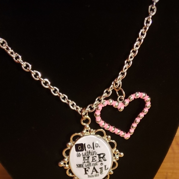 Plunder Retired Religious Saying Necklace with Earrings - Picture 3 of 8